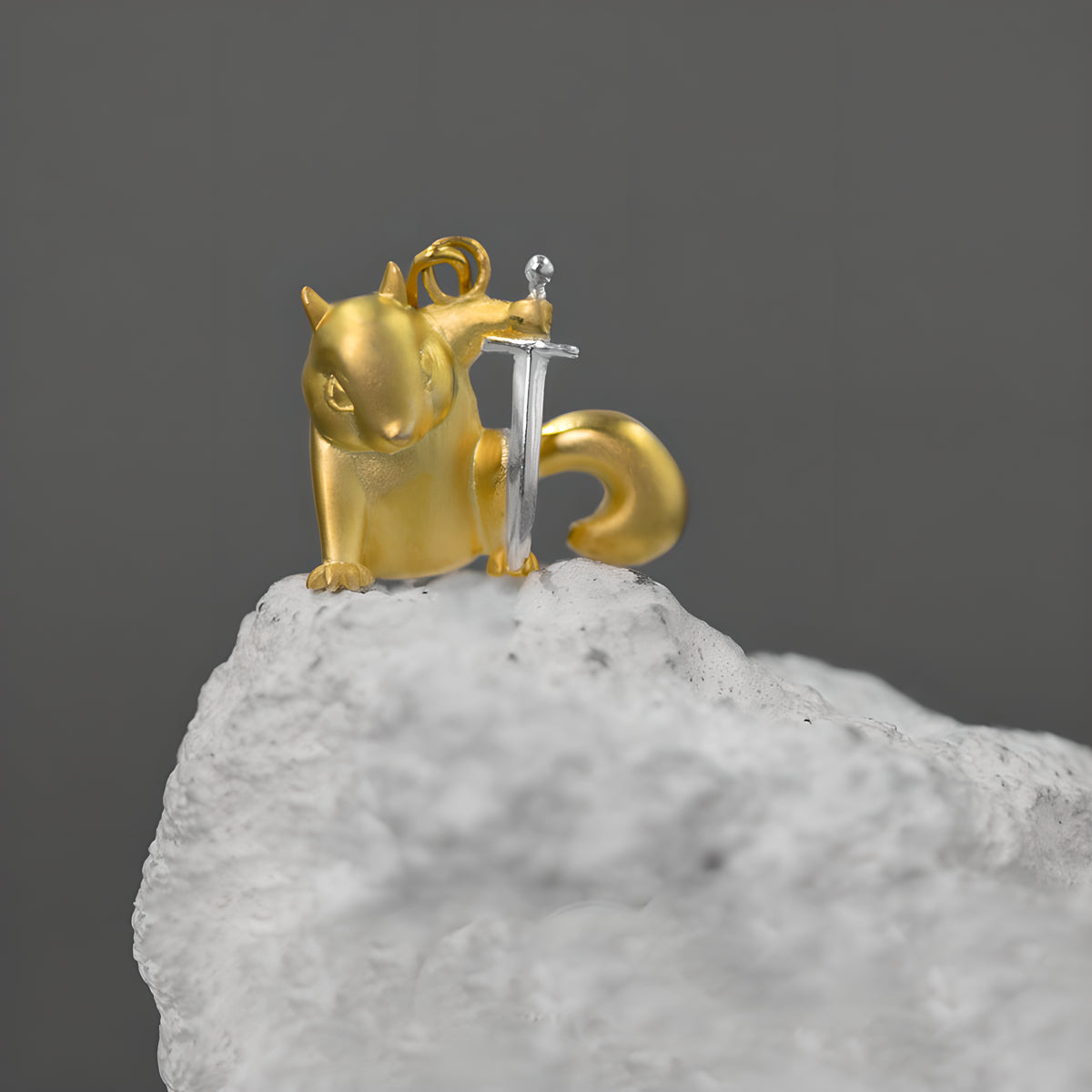 Squirrel Hero Silver Pendant Animal Jewelry Neutral Style
