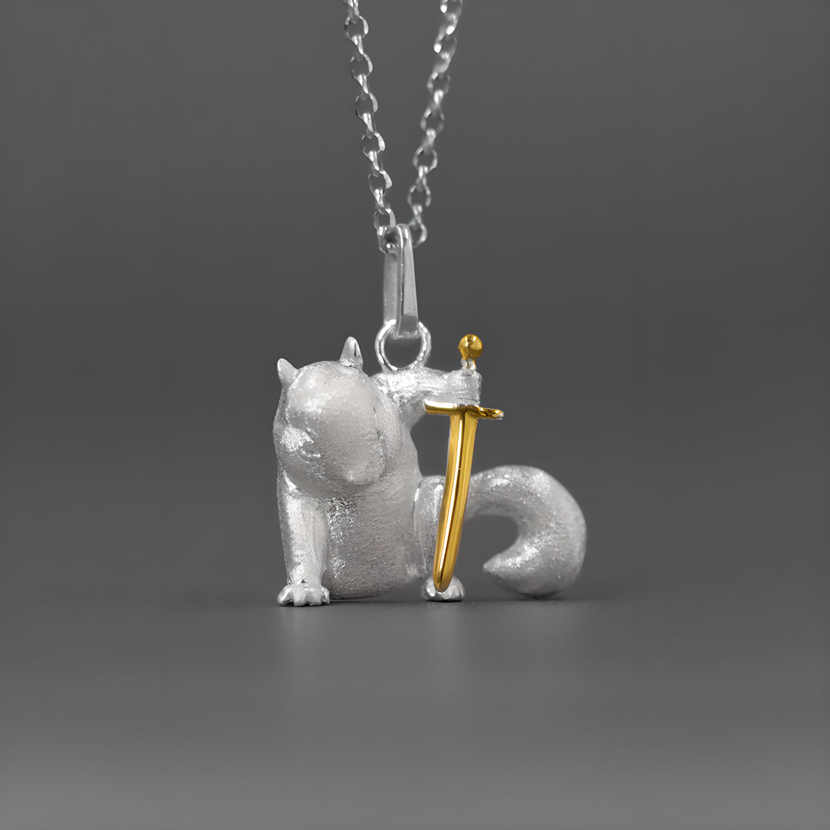 Squirrel Hero Silver Pendant Animal Jewelry Neutral Style