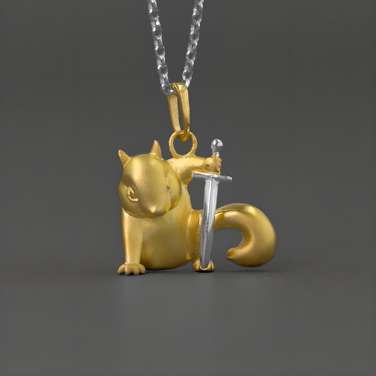 Squirrel Hero Silver Pendant Animal Jewelry Neutral Style