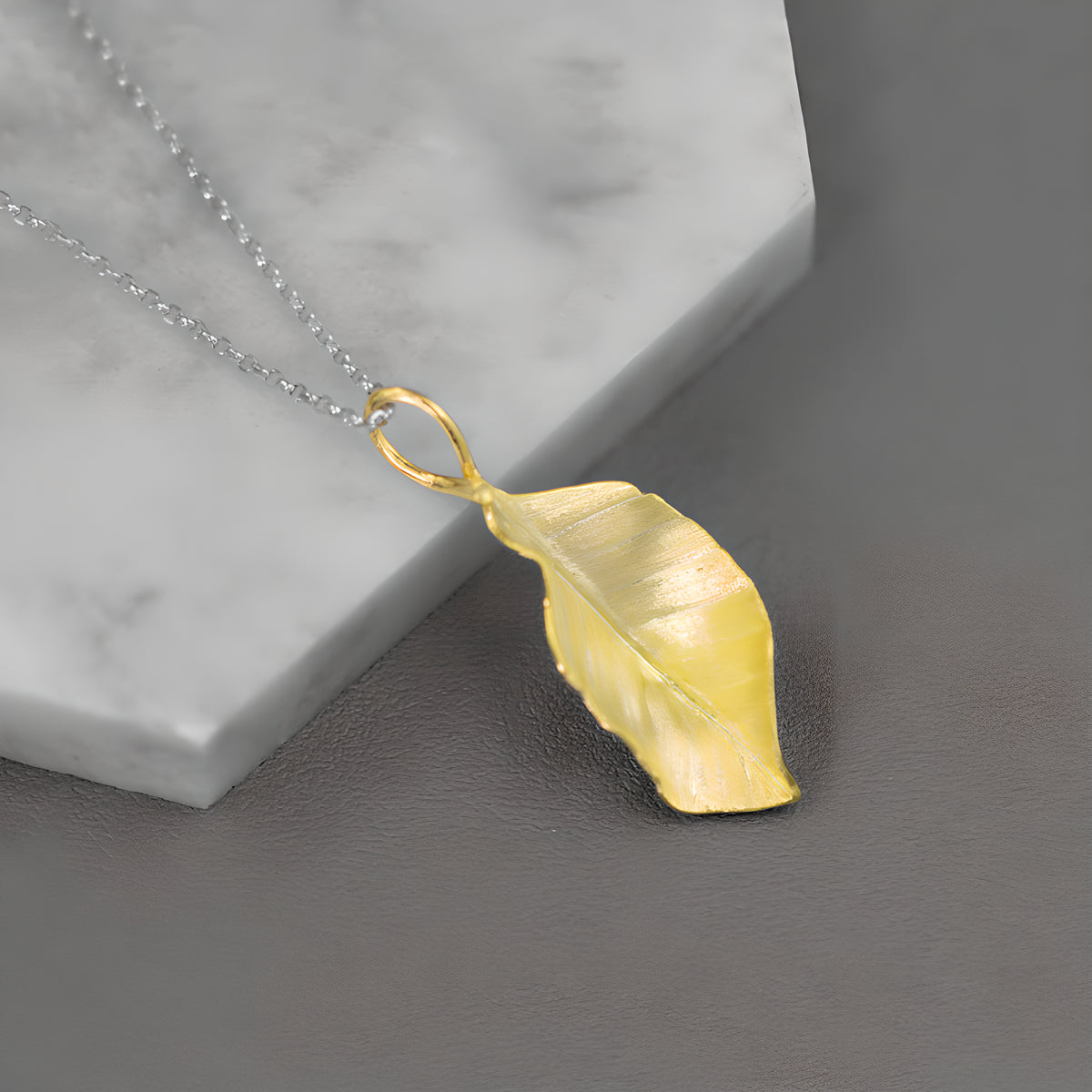 Autumn Leaf Sterling Silver Pendant Necklace