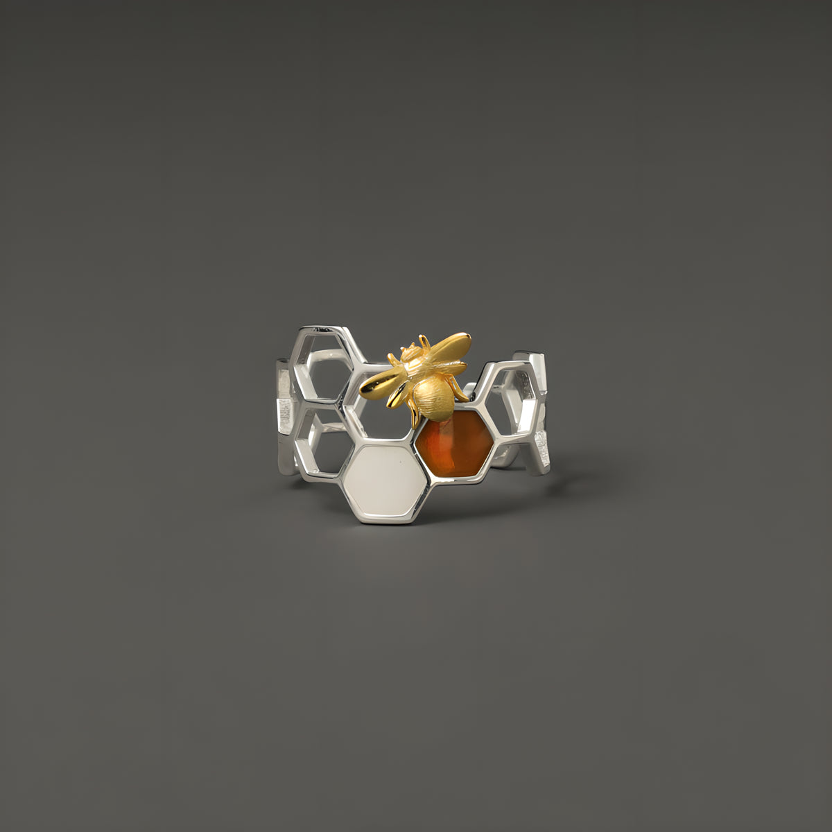 Beehive Open Ring S925 Sterling Silver Adjustable