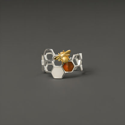 Beehive Open Ring S925 Sterling Silver Adjustable