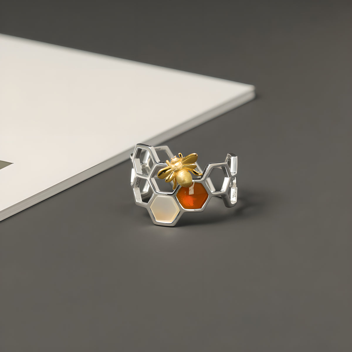 Beehive Open Ring S925 Sterling Silver Adjustable