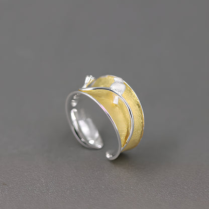 Classical Style S925 Sterling Silver Lotus Bird Adjustable Ring