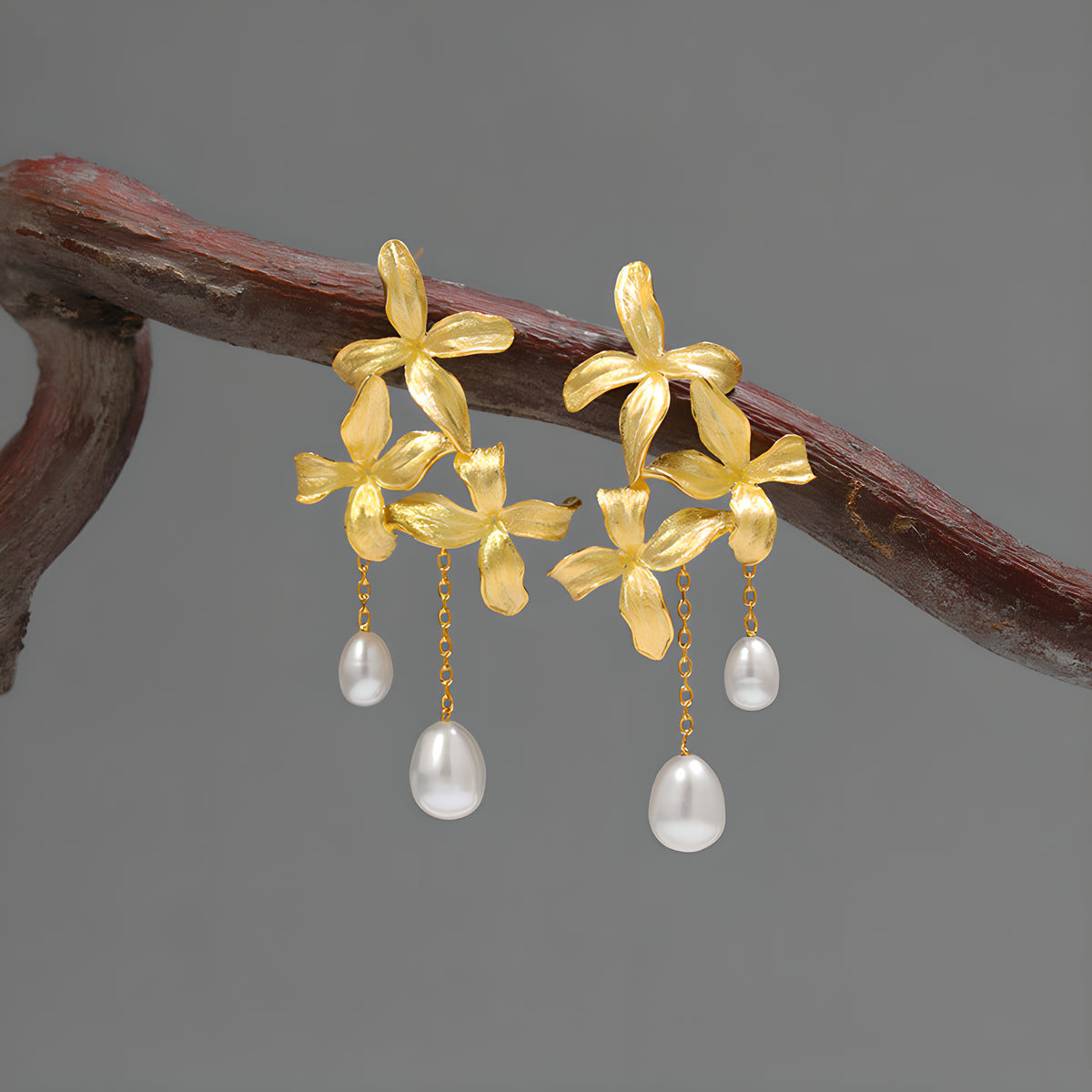 Lilac Flower Pearl Earrings S925 Sterling Silver Romantic Design