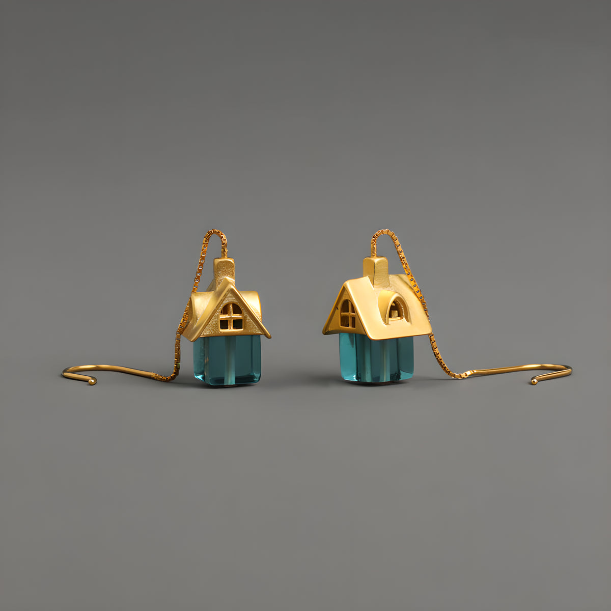 Fairy Tale Cloud House Earrings 925 Silver Crystal Glass