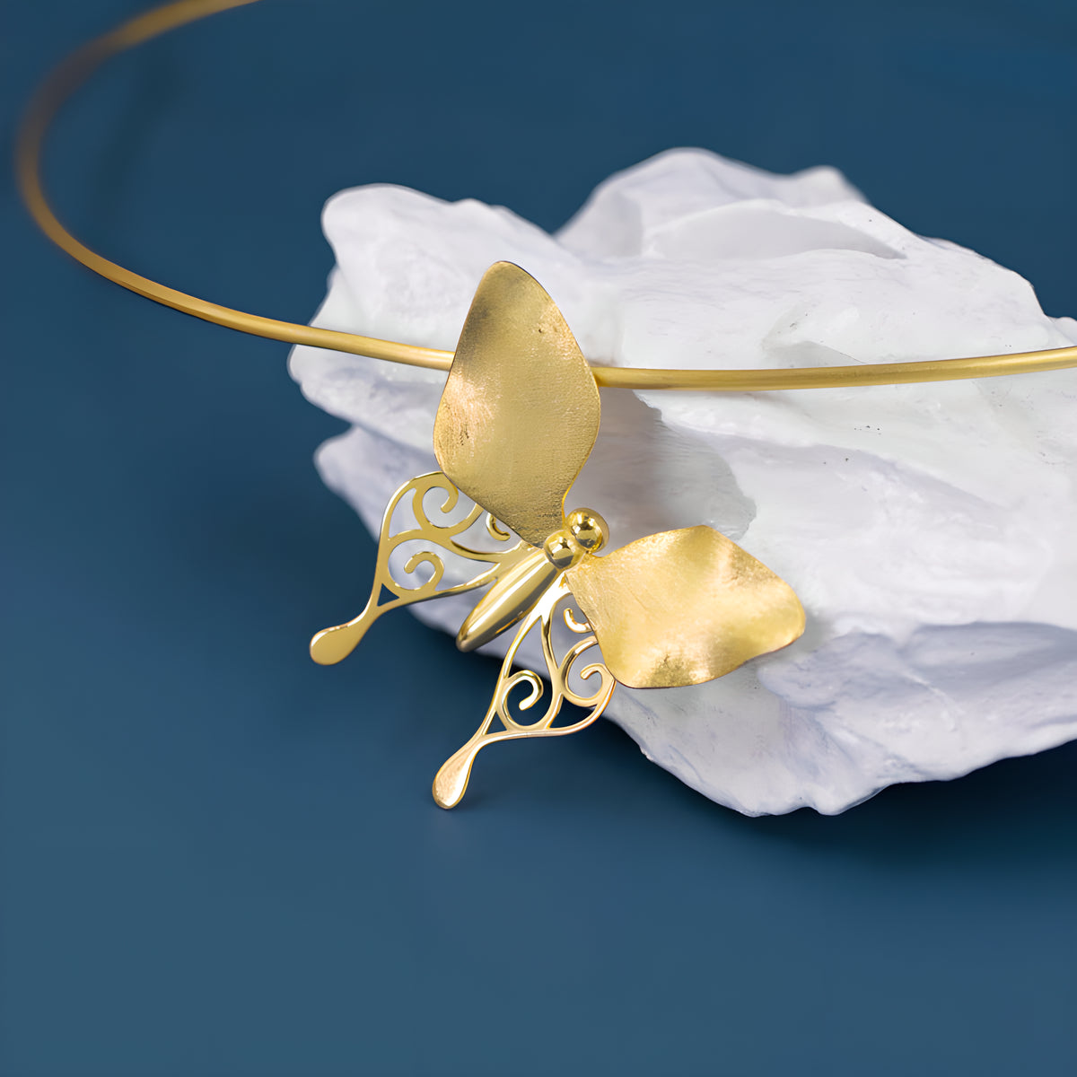 Butterfly Openwork Sterling Silver Necklace Pendant Literary Vintage French Style