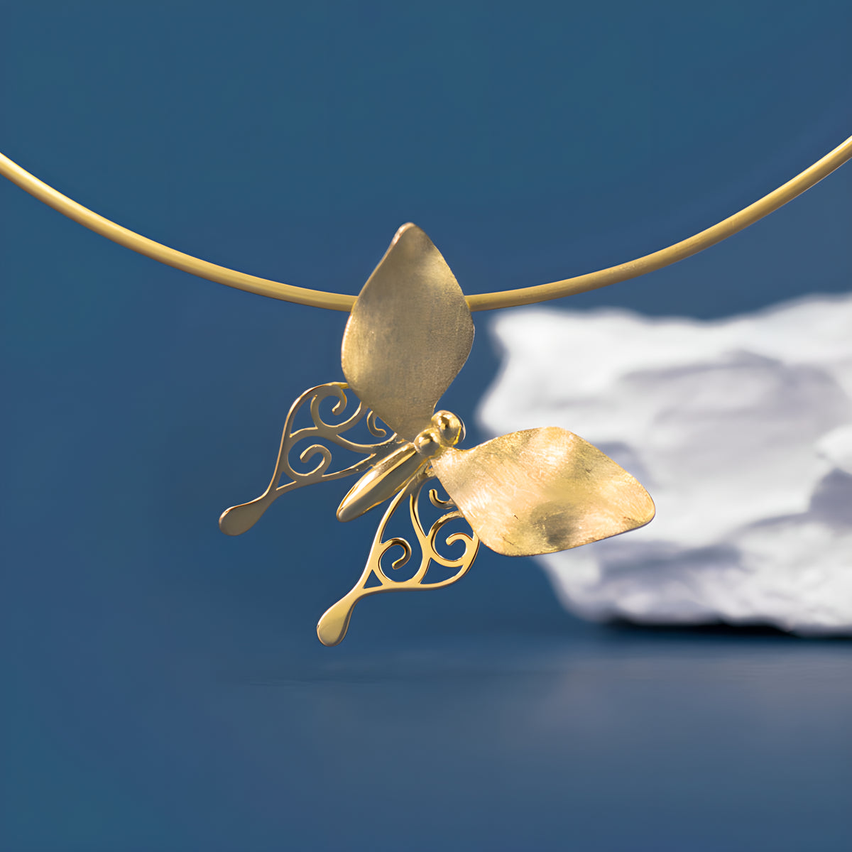 Butterfly Openwork Sterling Silver Necklace Pendant Literary Vintage French Style