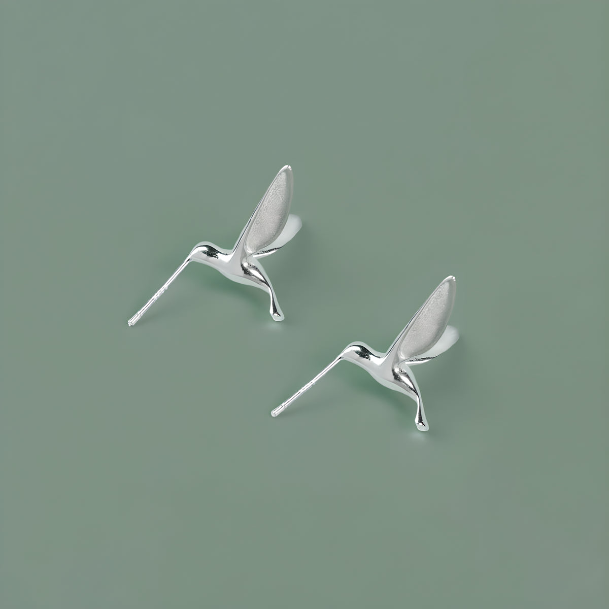 Hummingbird Bird Stud Earrings S925 Sterling Silver Minimalist Elegant