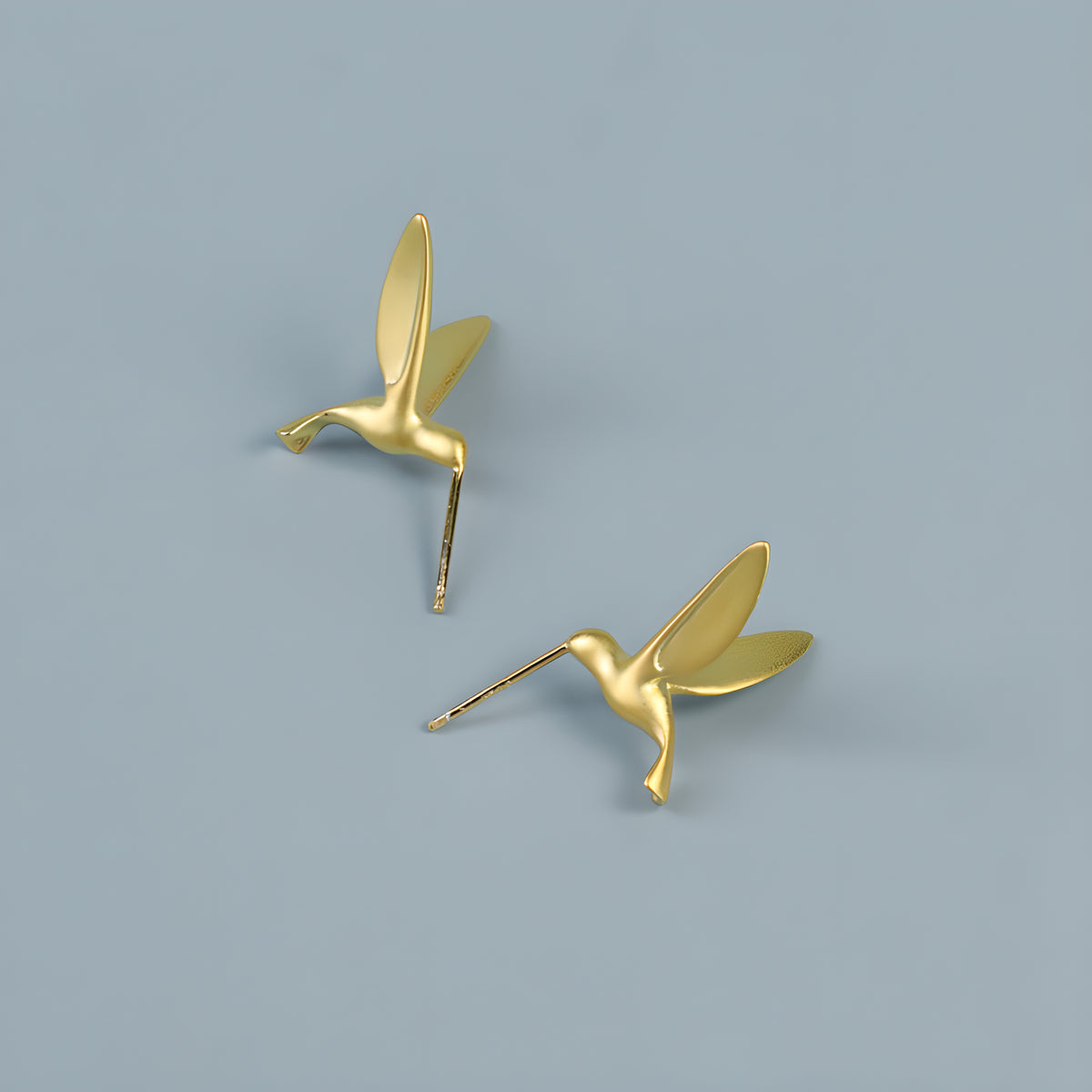 Hummingbird Bird Stud Earrings S925 Sterling Silver Minimalist Elegant