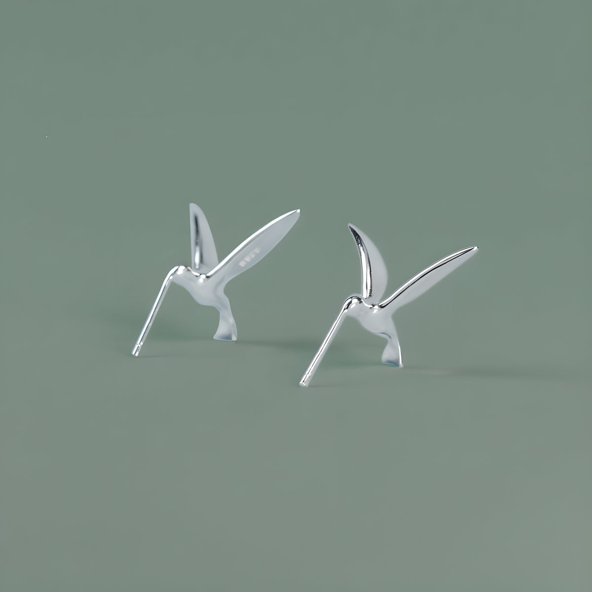 Hummingbird Bird Stud Earrings S925 Sterling Silver Minimalist Elegant