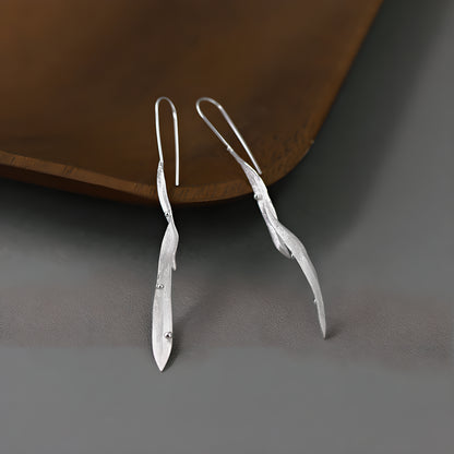Abstract Leaf Earrings 925 Sterling Silver Artistic Nature Inspired Women's Jewelry
