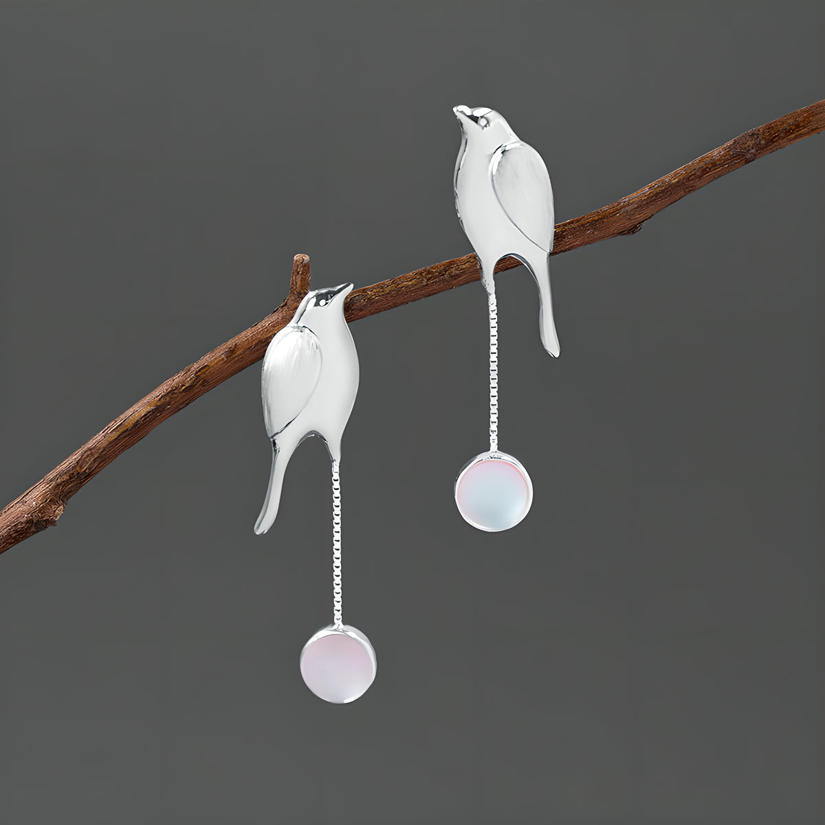 Night Bird Glass Bead Earrings 925 Sterling Silver