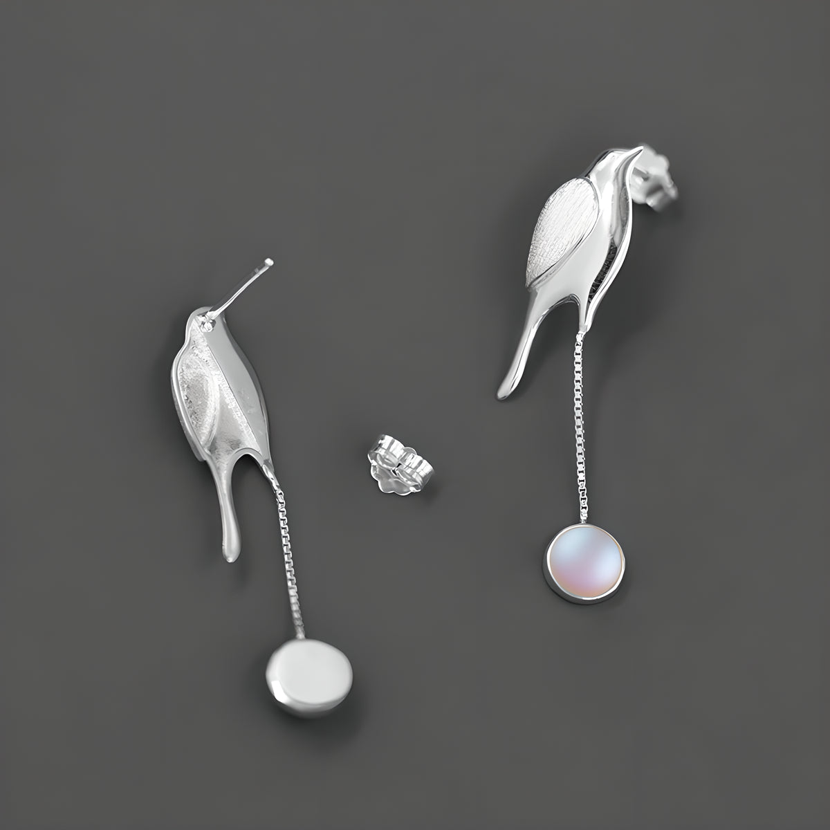 Night Bird Glass Bead Earrings 925 Sterling Silver