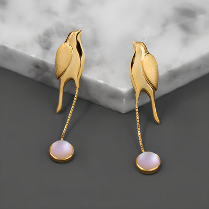 Night Bird Glass Bead Earrings 925 Sterling Silver