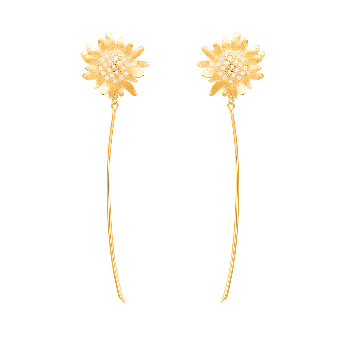 925 Sterling Silver Sunflower Tassel Flower Earrings