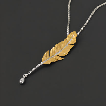 Love Letter Feather Pen Pendant S925 Sterling Silver Artistic Necklace