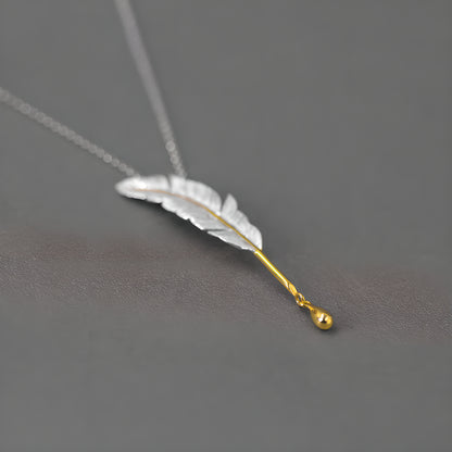 Love Letter Feather Pen Pendant S925 Sterling Silver Artistic Necklace
