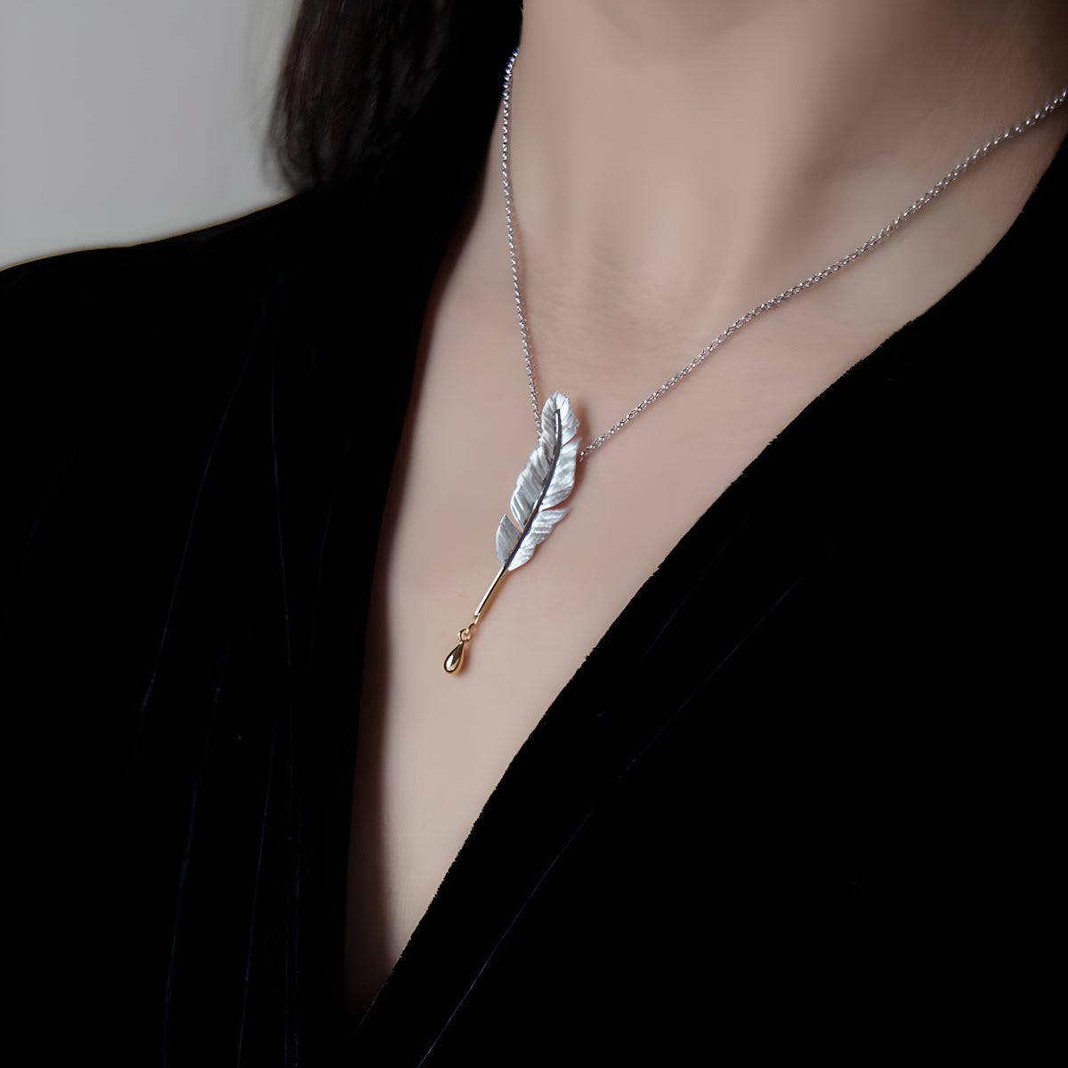 Love Letter Feather Pen Pendant S925 Sterling Silver Artistic Necklace