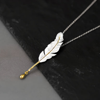 Love Letter Feather Pen Pendant S925 Sterling Silver Artistic Necklace