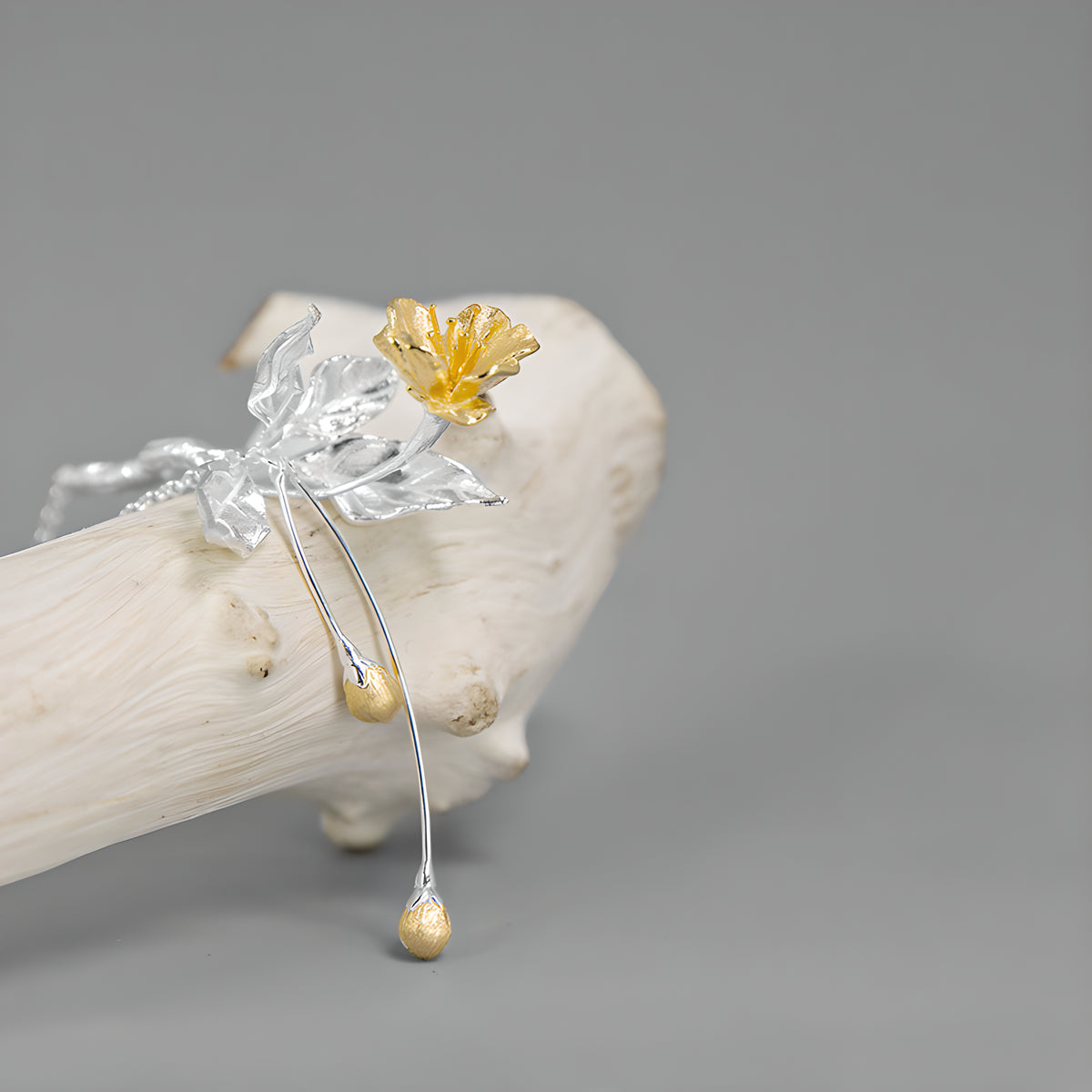 Vintage Chinese Style Begonia Flower Necklace S925 Sterling Silver Artistic Design