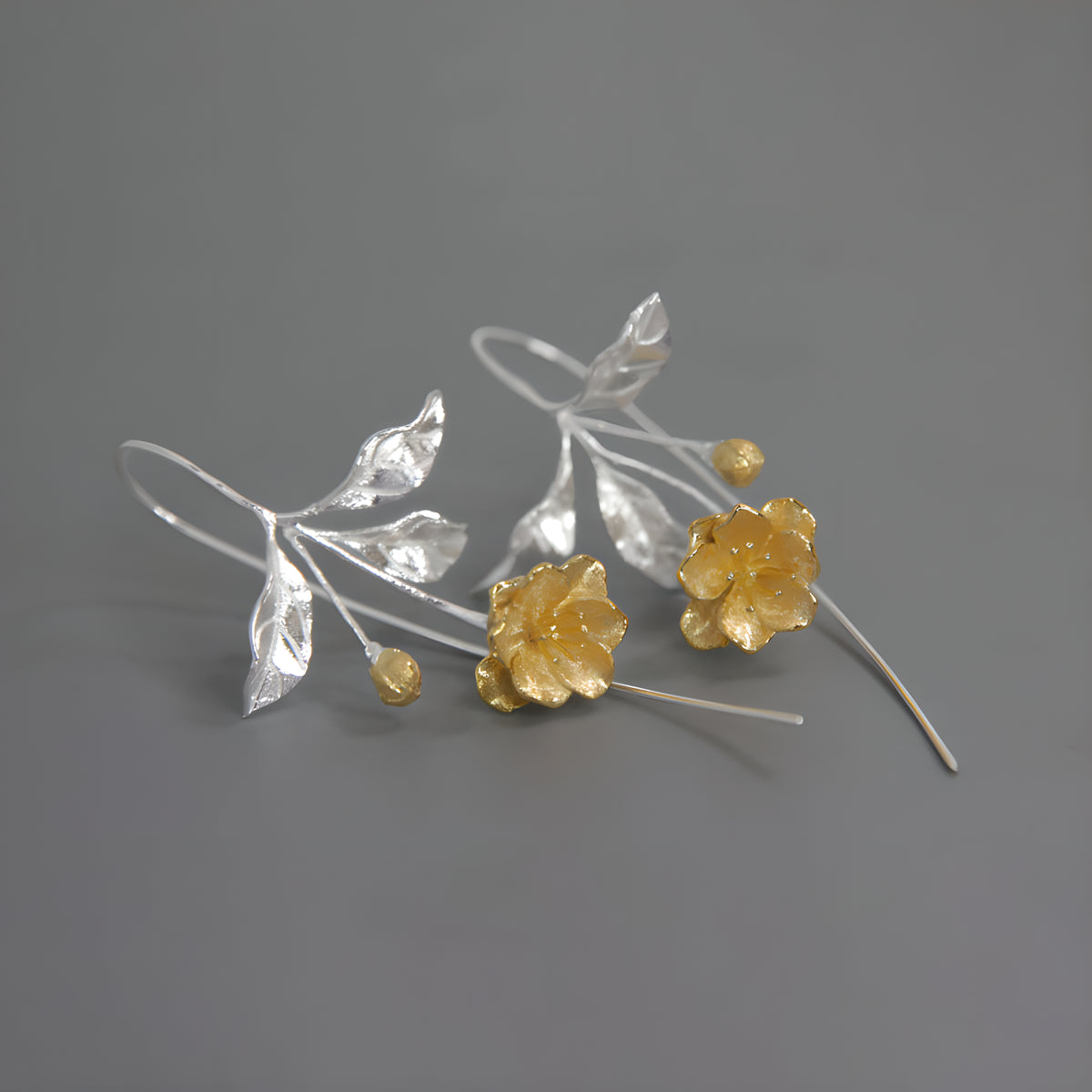 Crabapple Flower Dangle Earrings S925 Sterling Silver Artistic Literary Style