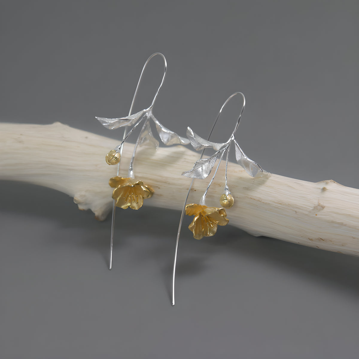 Crabapple Flower Dangle Earrings S925 Sterling Silver Artistic Literary Style