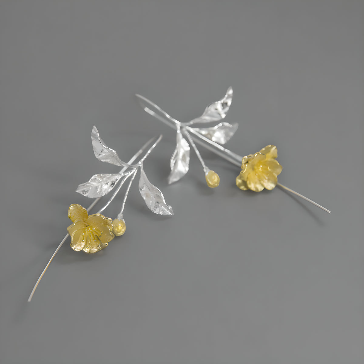 Crabapple Flower Dangle Earrings S925 Sterling Silver Artistic Literary Style