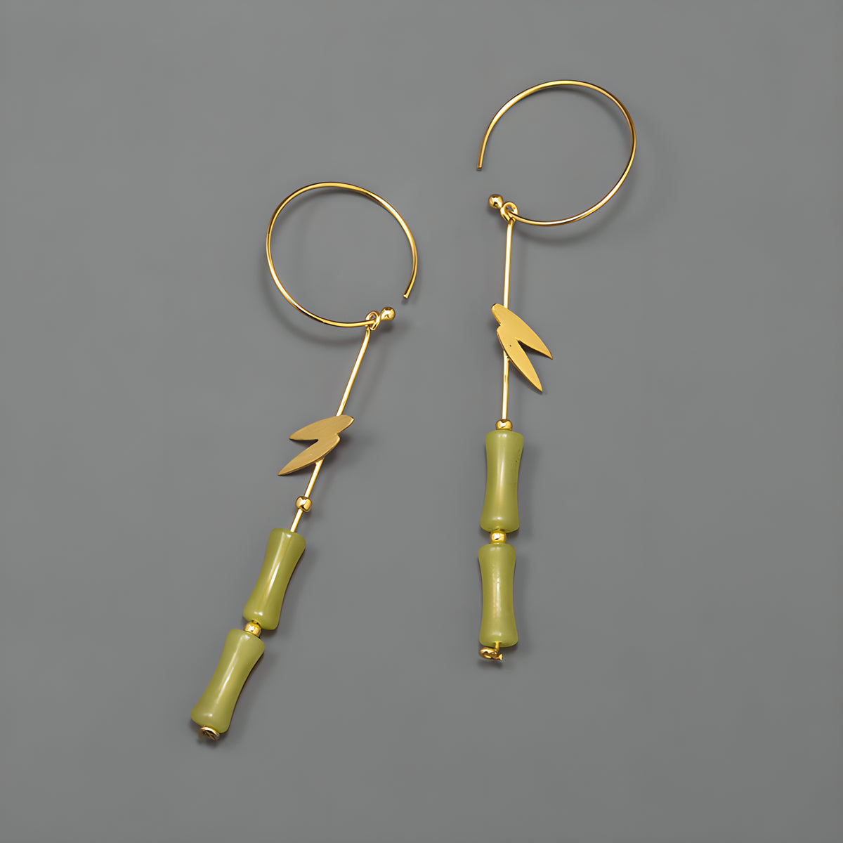 Bamboo Leaf Sterling Silver New Chinese Style Earrings - Minimalist Design