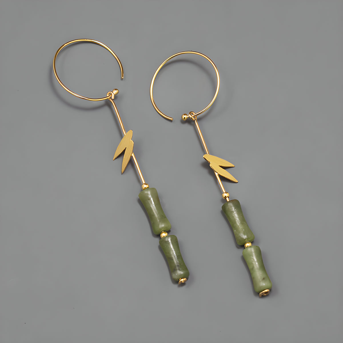 Bamboo Leaf Sterling Silver New Chinese Style Earrings - Minimalist Design