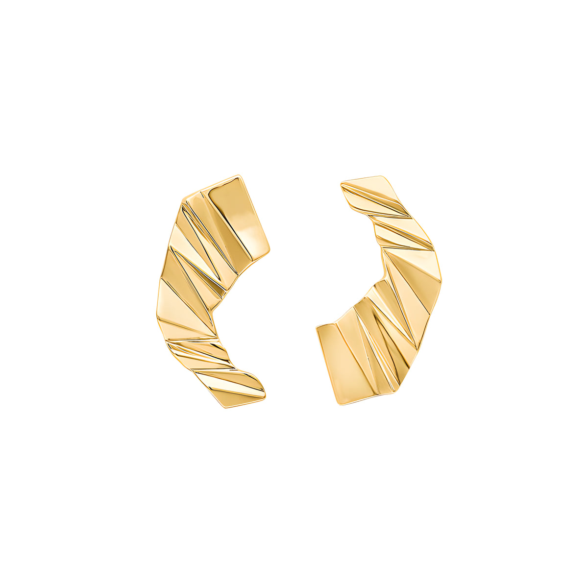 Asymmetric Sterling Silver Paper Folding 3D Construction Earrings