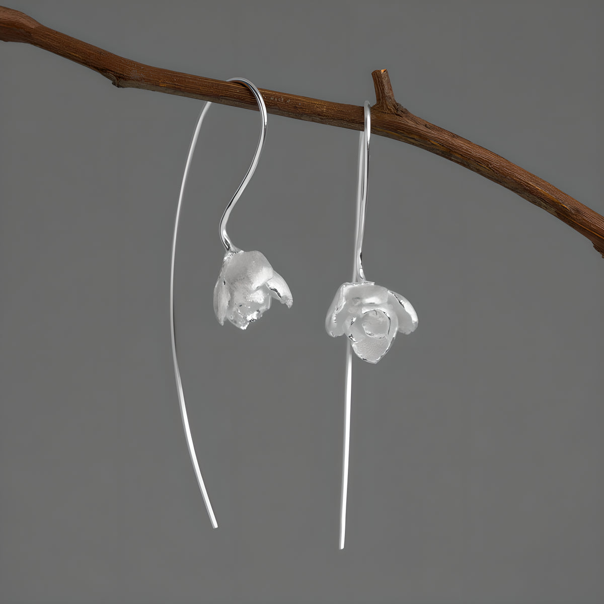 Jasmine Flower Sterling Silver Artistic Literary Earrings