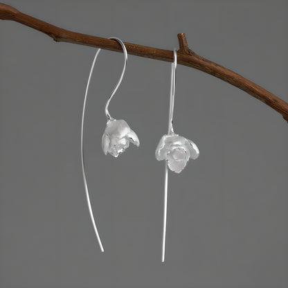 Jasmine Flower Sterling Silver Artistic Literary Earrings