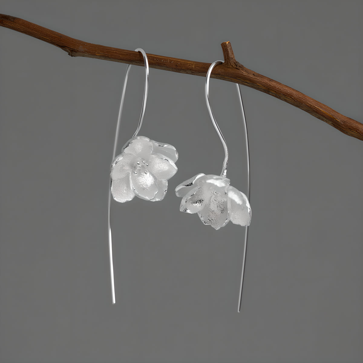 Jasmine Flower Sterling Silver Artistic Literary Earrings