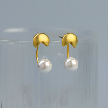 Detachable Pearl Bead Hoop Earrings Geometric S925 Sterling Silver