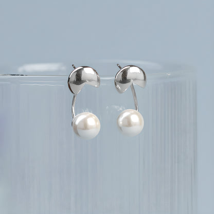 Detachable Pearl Bead Hoop Earrings Geometric S925 Sterling Silver