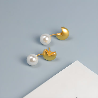 Detachable Pearl Bead Hoop Earrings Geometric S925 Sterling Silver