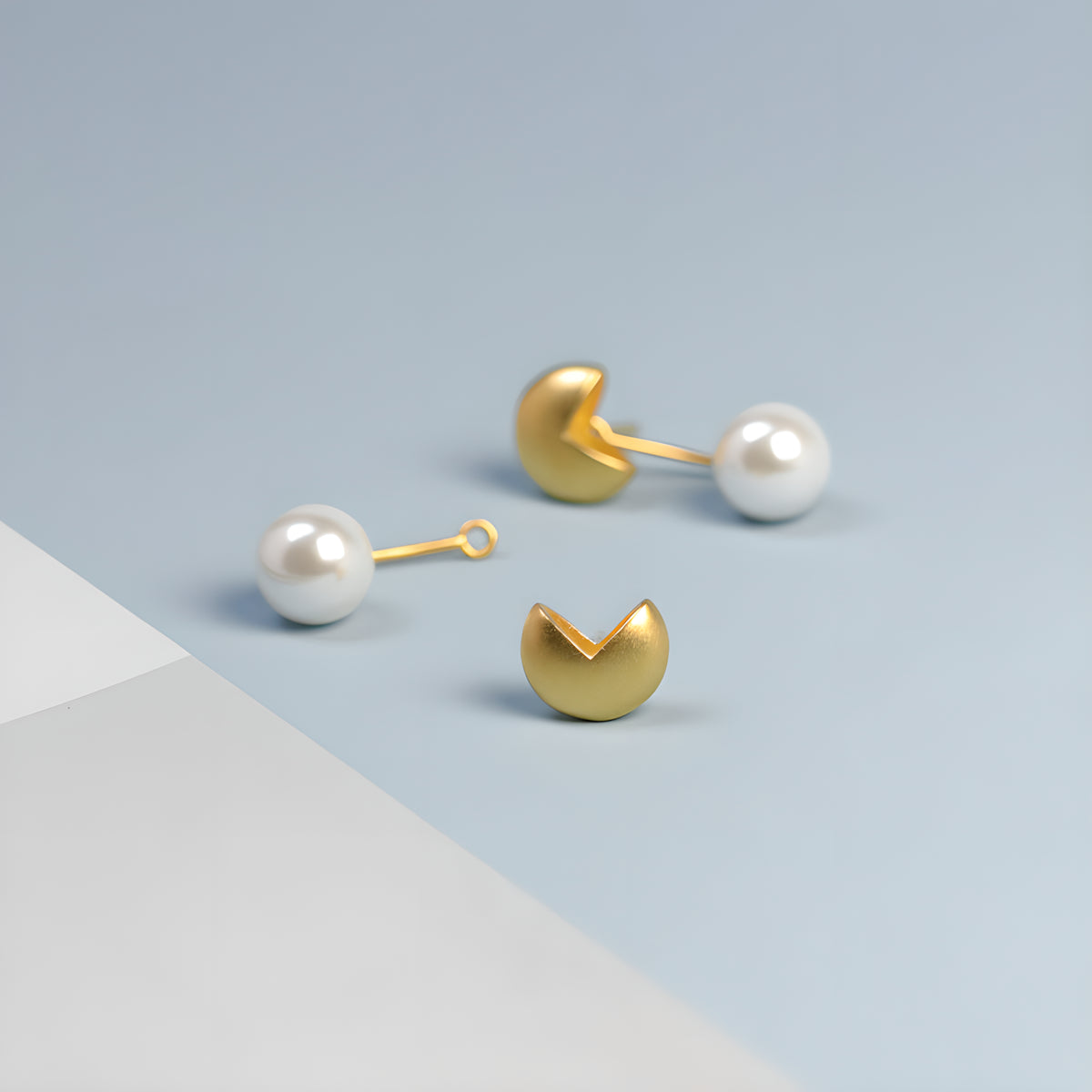 Detachable Pearl Bead Hoop Earrings Geometric S925 Sterling Silver