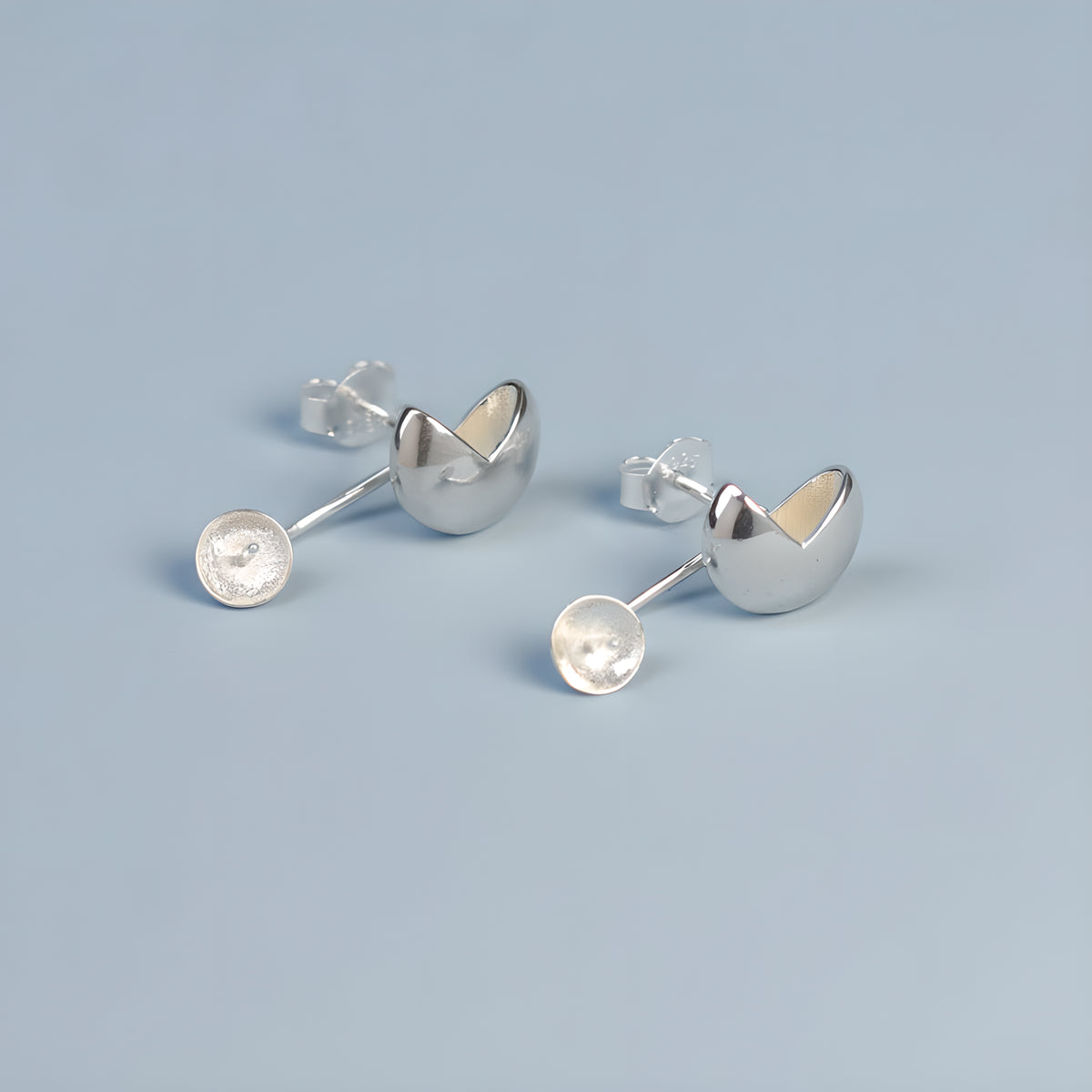 Detachable Pearl Bead Hoop Earrings Geometric S925 Sterling Silver