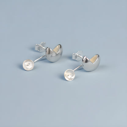 Detachable Pearl Bead Hoop Earrings Geometric S925 Sterling Silver