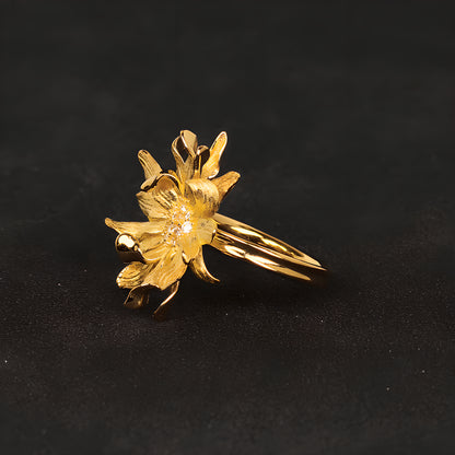 African Daisy Flower Adjustable Open Ring 925 Sterling Silver