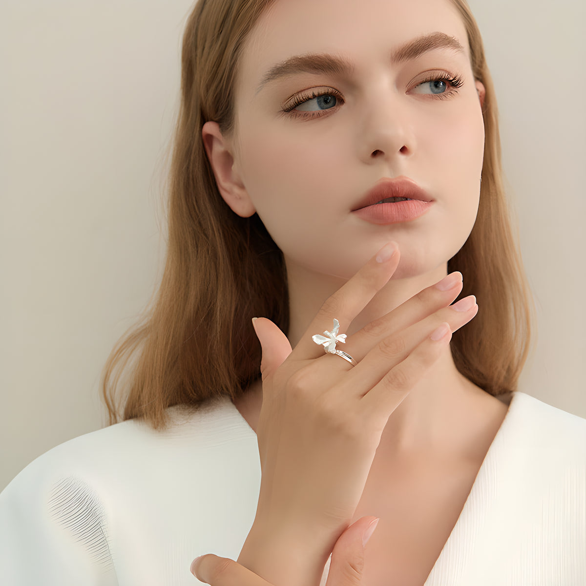 Iris Flower Adjustable Ring S925 Sterling Silver Artistic Design