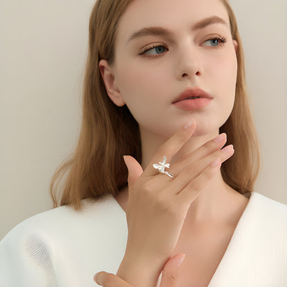 Iris Flower Adjustable Ring S925 Sterling Silver Artistic Design