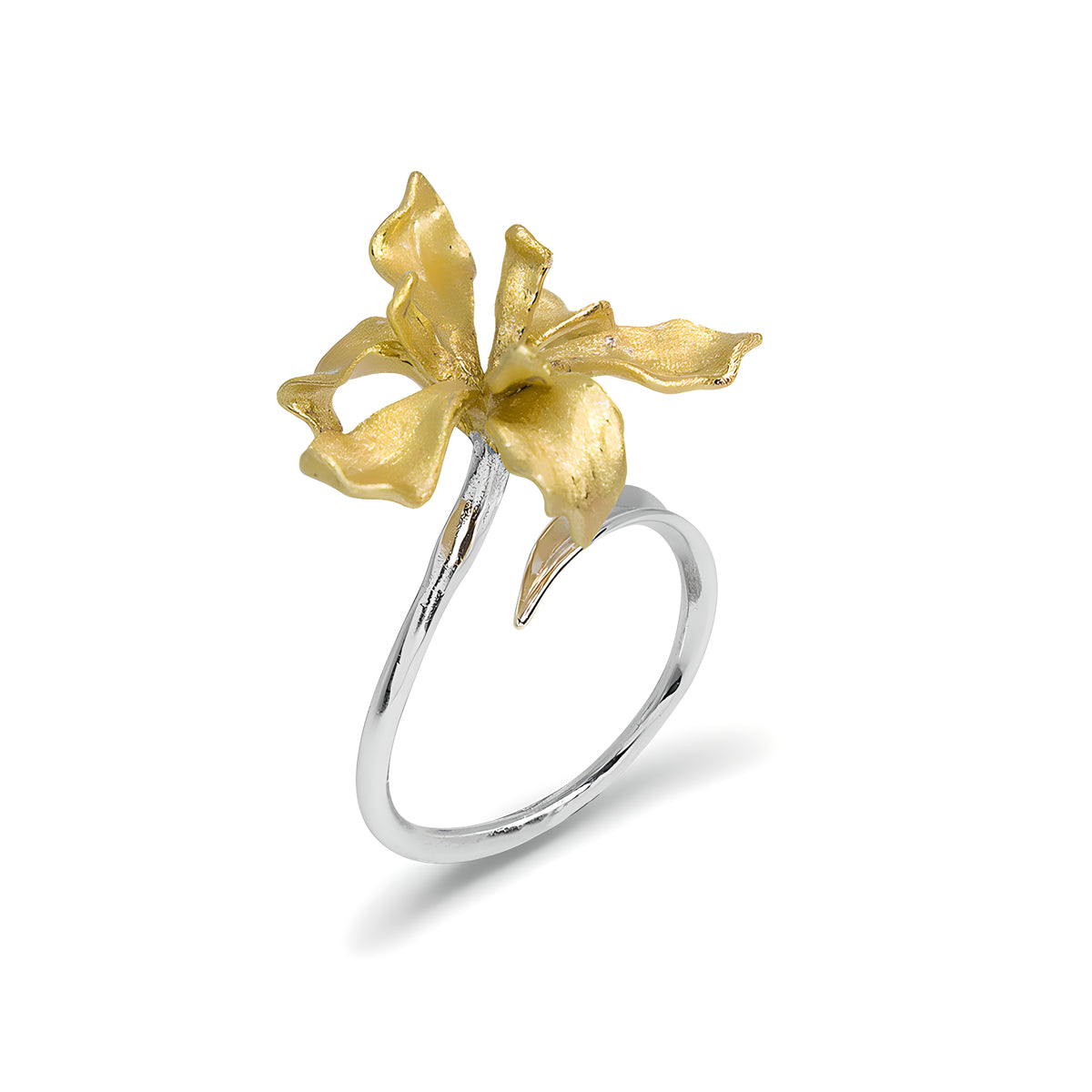 Iris Flower Adjustable Ring S925 Sterling Silver Artistic Design
