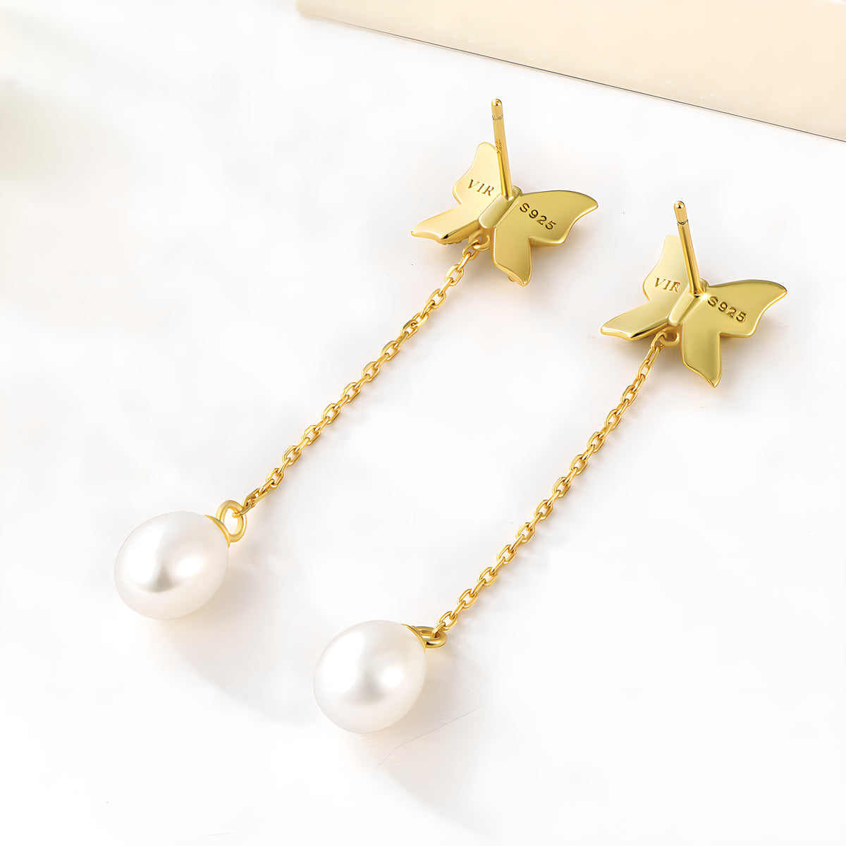 Butterfly Bow Pearl Dangle Earrings