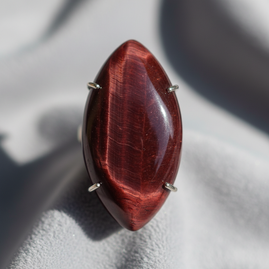 Red Tiger Eye crystal close-up
