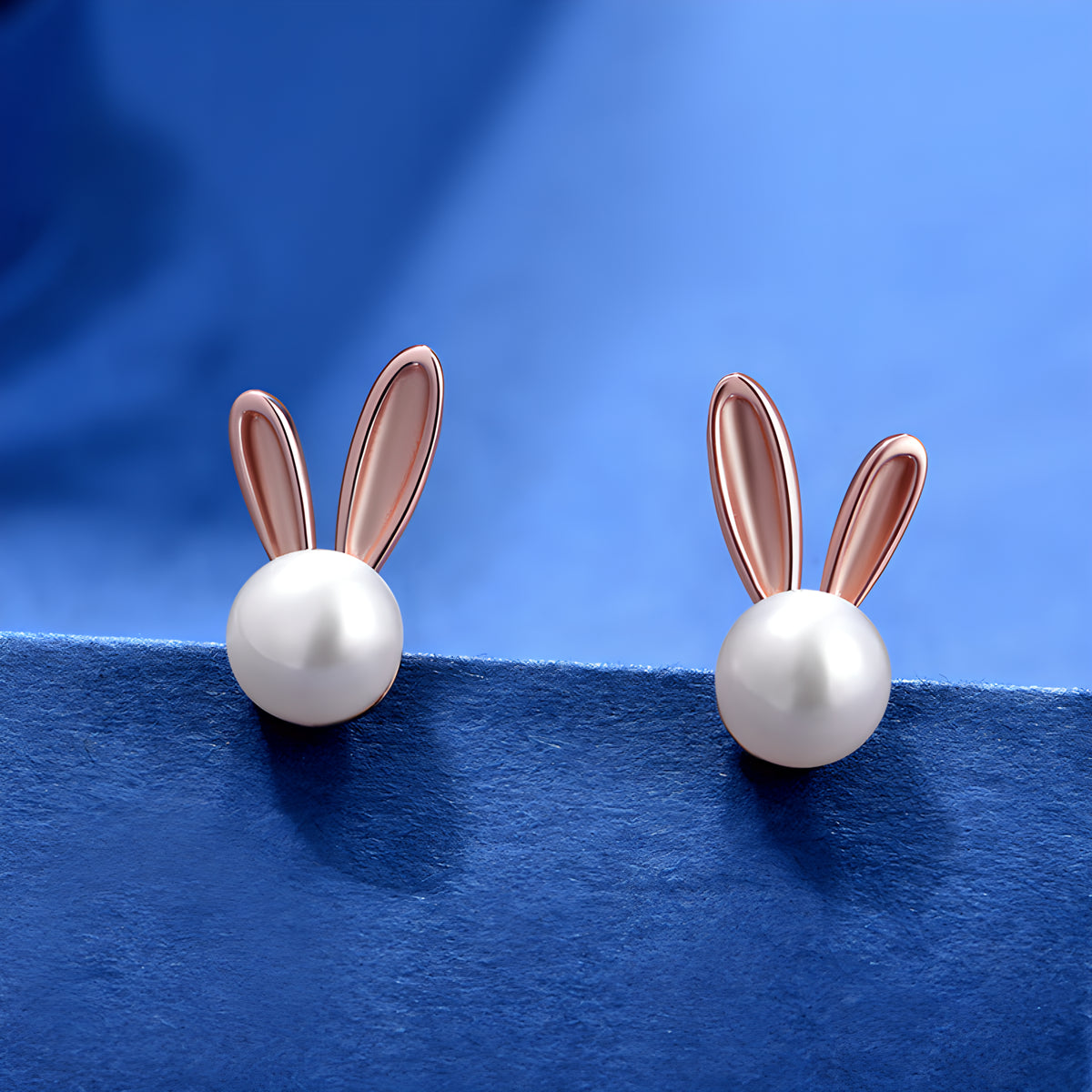 S925 Sterling Silver Cute Rabbit Pearl Stud Earrings