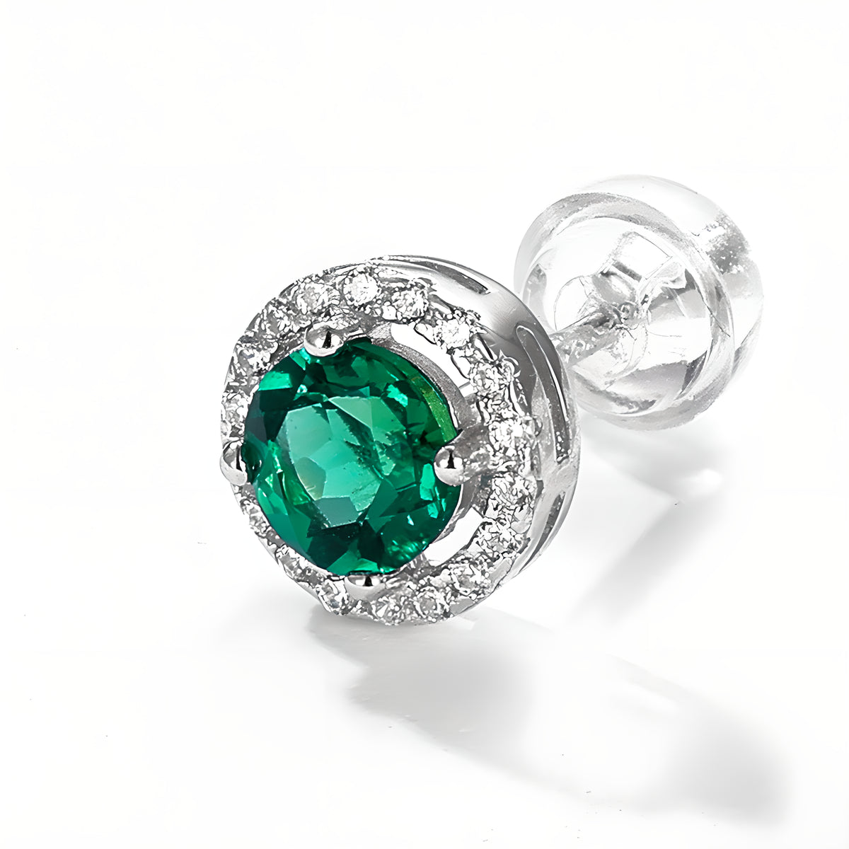 跨境专供S925银耳钉培育祖母绿耳饰女复古轻奢欧美风耳饰跨境代发