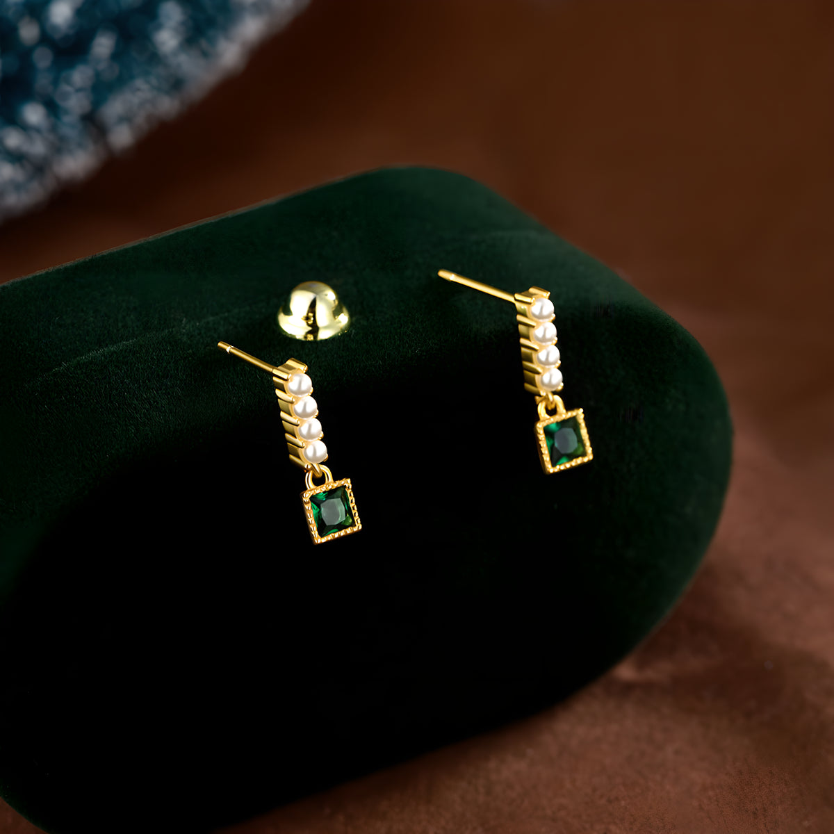 S925 Sterling Silver Pearl Stud Earrings Geometric Design Summer Fashion