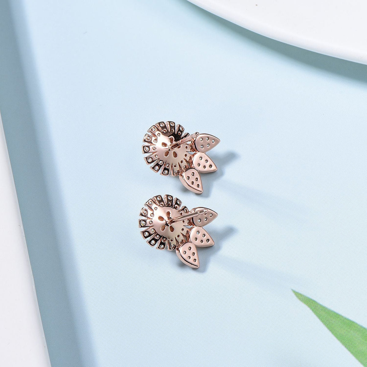 S925 Sterling Silver Floral Pearl Stud Earrings Rose Gold Minimalist